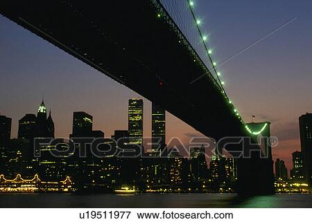 Stock Photo - account, bridge, night, manhattan, lower, brooklyn. Fotosearch