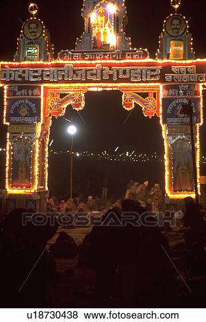 Stock Photo - allahabad, archway, festival, kumbhmela, 2001, illuminated. Fotosearch