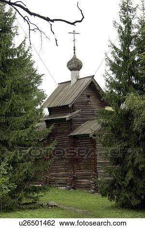 Stock Image - architecture, person, wooden, museum, russia, people. Fotosearch