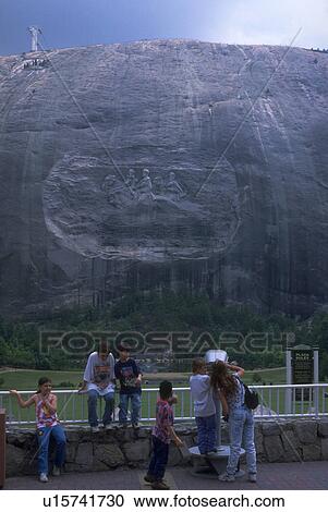 Stock Image - atlanta, horsemen, mountain, stone, seen, carving. Fotosearch