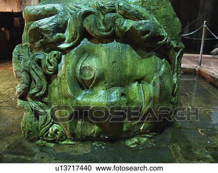 Stock Image - basilica, medusa, column, used, head, turkey. Fotosearch