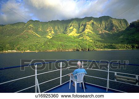 Stock Image - boat, female, cruise, deck, sitting, woman. Fotosearch