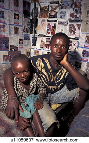 Stock Photo - brothers, person, kenya, home, children, people. Fotosearch