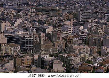 Picture - buildings, central, area, greece, athens, view. Fotosearch