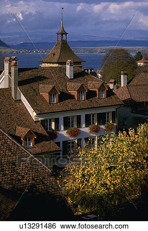 buildings, lake, area, switzerland, murten, view View Large Photo Image Stock Photograph - buildings, lake, area, switzerland, murten, view. Fotosearch