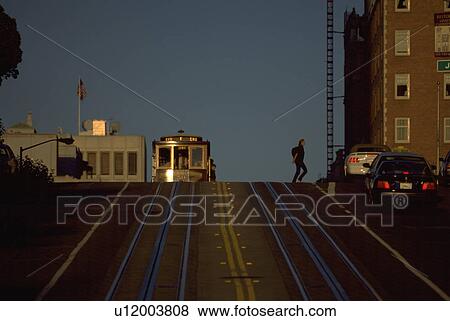 Stock Photo - cable, san, hill, coming, car. Fotosearch