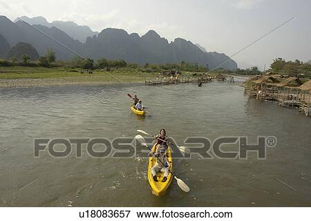 canoes, people, tourists, laos, person, water View Large Photo Image Stock Photo - canoes, people, tourists, laos, person, water. Fotosearch