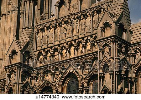 Stock Image - cathedral, detail, wells, stonework, gothic, architectural. Fotosearch
