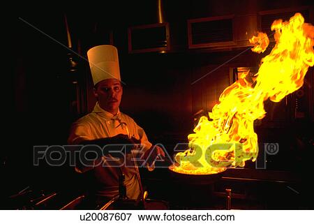 chef, people, washington, seattle, fire, food View Large Photo Image Stock Photo - chef, people, washington, seattle, fire, food. Fotosearch