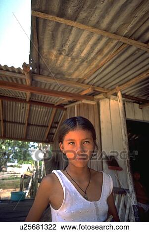 Stock Image - child, poses, village, kid, girl. Fotosearch