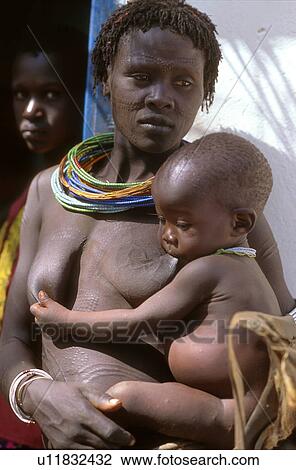 Stock Image - child, south, woman, toposa, sudan, 3884. Fotosearch