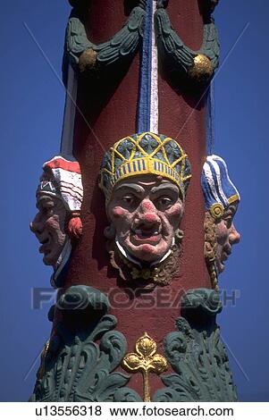 Stock Photo - column, ornate, details, decorations, swiss, typical. Fotosearch