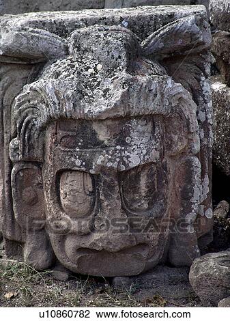 Stock Image - copan, person, head, stone, honduras, people. Fotosearch