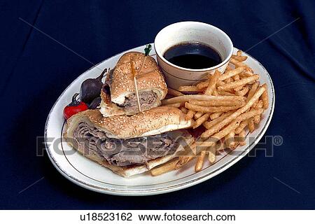 Stock Image - culinary, french, gastronomy, food, dip, beef. Fotosearch