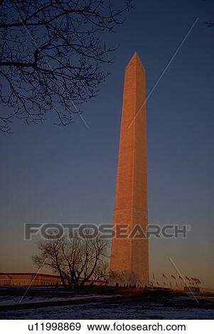 Stock Photo - district, george, dc, monument, washington, winter. Fotosearch