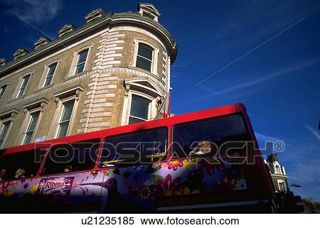 Stock Photography - doubledecker, use, traditional, bus, red. Fotosearch