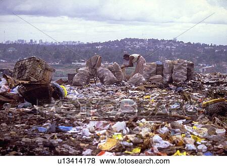 Stock Photo - dump, person, garbage, environment, 3496, people. Fotosearch