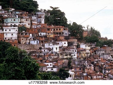 Stock Photo - dwellings, person, shantytown, landscape, 3517, people. Fotosearch