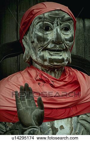 Picture - female, chinese, woman, old, statue, detail. Fotosearch