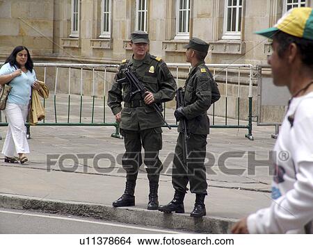 Picture - front, person, duty, soldiers, colombia, people. Fotosearch