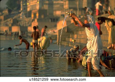Stock Photo - ganges, water, cleansing, female, love, woman. Fotosearch