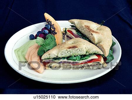 Stock Image - gastronomy, vegetables, food, fruit, sliced, cheese. Fotosearch