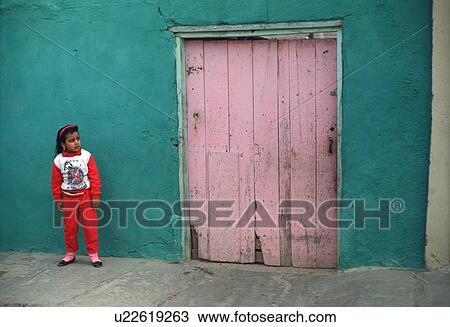 Stock Image - girl, hispanic, scene, street, juarez, mexico. Fotosearch