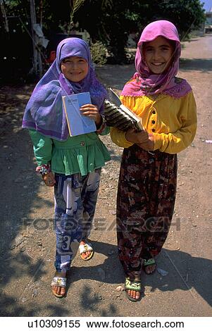 Stock Photography - girls, girl, two, children, school, people. Fotosearch