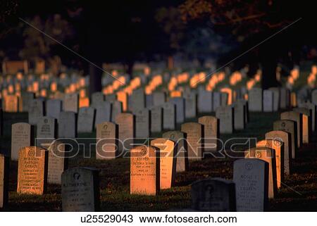 Stock Image - headstones, national, graves, virginia, cemetery, arlington. Fotosearch