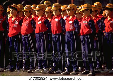 Picture - largest, children, up, line, boys, school. Fotosearch