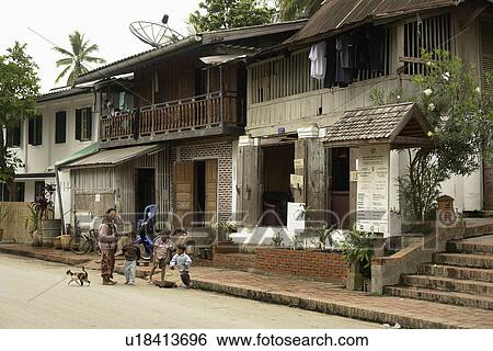 Stock Photograph - luang, house, traditional, laos, person, people. Fotosearch
