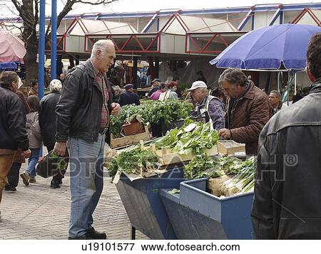 Stock Photo - market, person, outdoor, sofia, bulgaria, people. Fotosearch