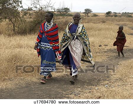 Stock Image - masai, pattern, tanzania, women, person, people. Fotosearch