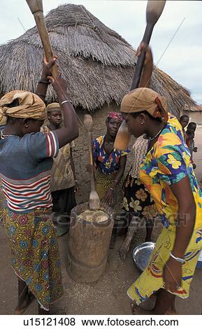 Stock Photo - meal, person, pounding, benin, women, people. Fotosearch
