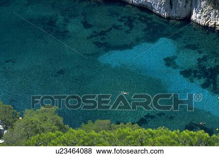 mediterranean, summer, swimmer, view, clifftop, water View Large Photo Image Stock Photo - mediterranean, summer, swimmer, view, clifftop, water. Fotosearch