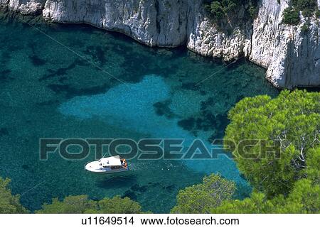mediterranean, summer, yacht, view, clifftop, water View Large Photo Image Picture - mediterranean, summer, yacht, view, clifftop, water. Fotosearch