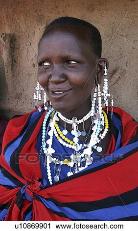 Stock Image - moita, people, masai, tanzania, person, woman. Fotosearch