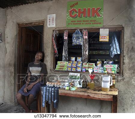 Picture - mongu, person, shop, small, zambia, people. Fotosearch