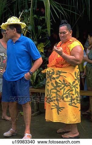 Stock Image - native, marquesas, tourist, female, woman. Fotosearch