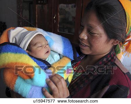 Stock Photo - newborn, baby, guatemala, person, people, woman. Fotosearch