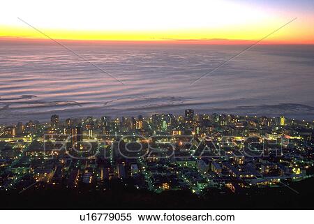 Stock Photography - night, section, dusk, city, capetown, waterfront. Fotosearch