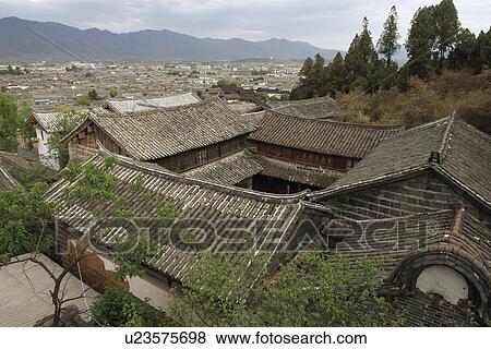 Stock Photo - old, person, tops, roof, china, people. Fotosearch