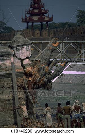 Stock Image - palace, prison, grand, mandalay, laborers, people. Fotosearch