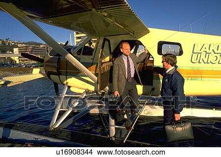 Picture - people, seaplane, washington, seattle, business. Fotosearch
