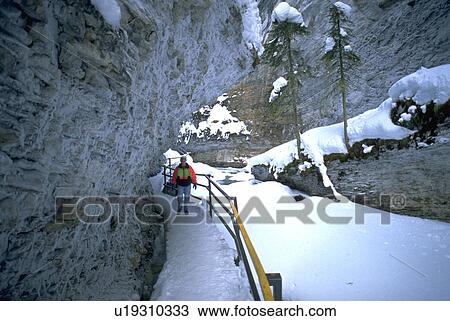 Stock Image - person, canadian, cliffs, walking, water. Fotosearch