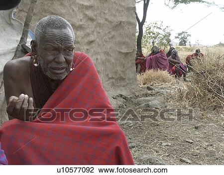 Stock Image - person, men, masai, tanzania, people. Fotosearch