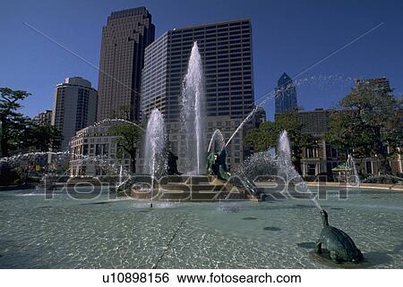 Stock Photograph - philadelphia, memorial, square, logan, fountain, swann. Fotosearch