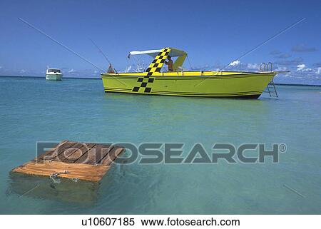 Stock Photography - quiet, anchored, anguilla, next, island, boat. Fotosearch