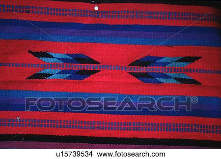 Picture - red, indian, native, design, blanket, fabric. Fotosearch