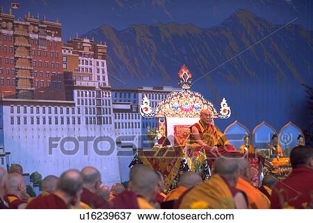 Stock Photo - san, lama, visit, throne, sitting, dalai. Fotosearch